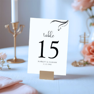 Boho White and Black Elegant Wedding Modern Table Number