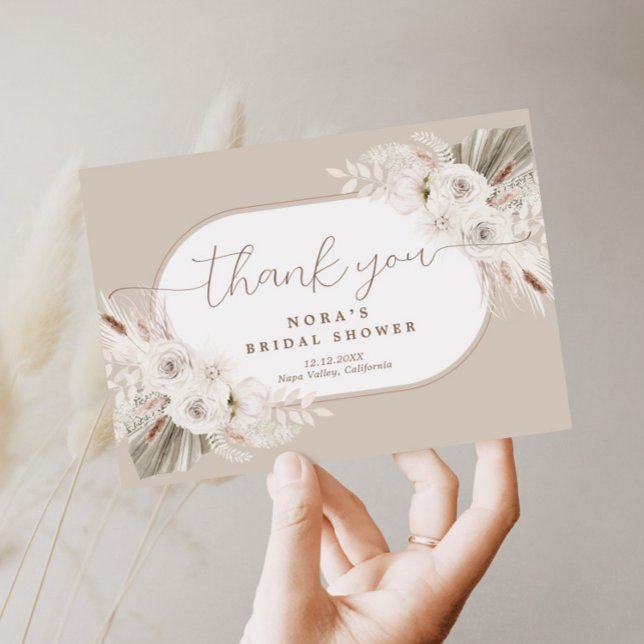 Boho White and Neutral Bouquet Thank You Card (Creator Uploaded)