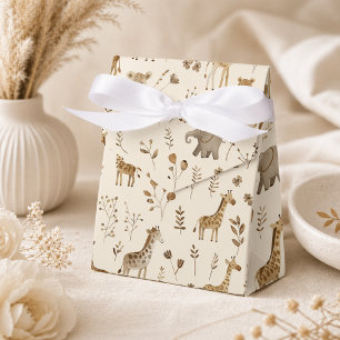 Boho White Beige Jungle Animals  Favor Box