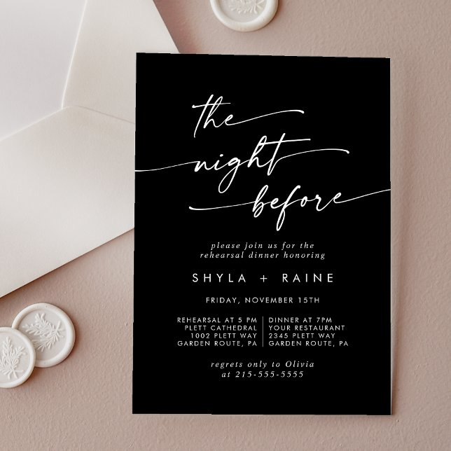 Boho White Black Night Before Rehearsal Dinner Acrylic Invitations (Boho White Black Night Before Rehearsal Dinner Acrylic Invitations)
