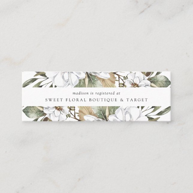 Boho White Floral Bridal Registry Insert Cards (Front)