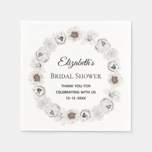 Boho White Floral Bridal Shower  Napkin