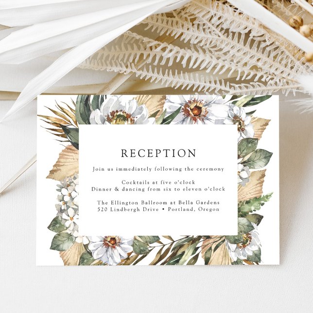 Boho White Floral & Greenery Wedding Reception Enclosure Card (Creator Uploaded)