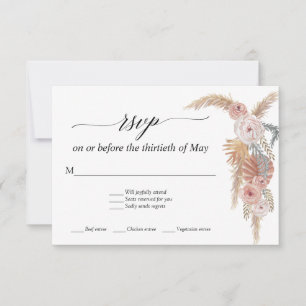 Boho White Floral Pampas Grass Tropical Palm RSVP