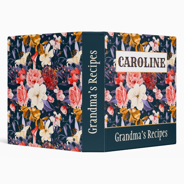 Boho White Gold Red Floral with Purple Botanicals Binder (Background)