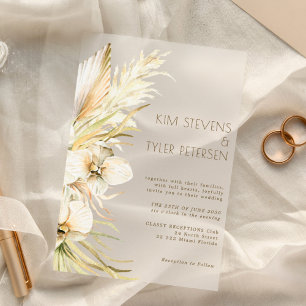 Boho white orchid floral botanical wedding acrylic invitations