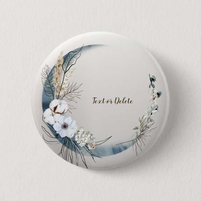 Boho White Orchid Flowers Blue Moon Elegant Party 2 Inch Round Button (Front)