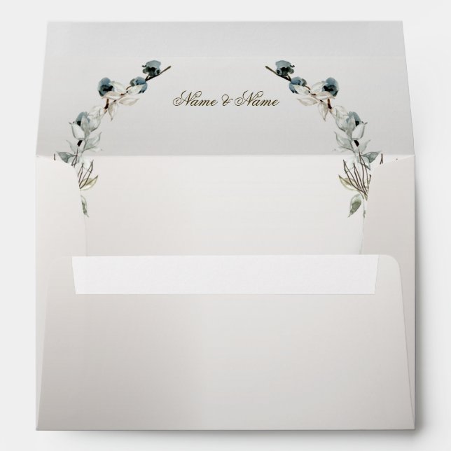 Boho White Orchid Flowers Blue Moon Elegant Party Envelope (Back (Bottom))
