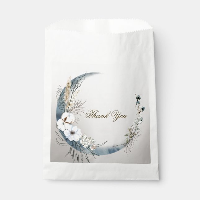 Boho White Orchid Flowers Blue Moon Elegant Party Favour Bag (Front)