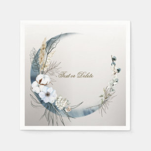 Boho White Orchid Flowers Blue Moon Elegant Party Napkin