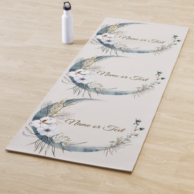 Boho White Orchid Flowers Blue Moon Elegant Yoga Mat (In Situ)