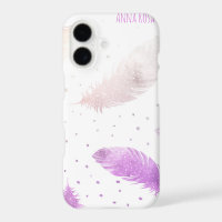 *~* Boho White Pastel Lavender Feather Polka Dots