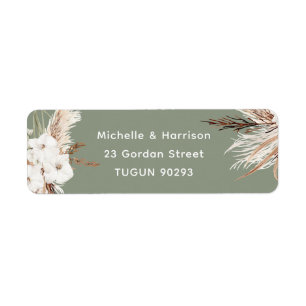 Boho White & Sage Return Address Wedding Label