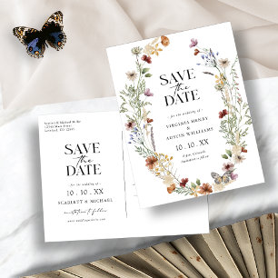 Boho White Save The Date Postcard