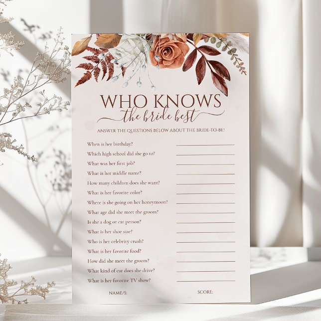 Boho Who Knows The Bride Best Bridal Shower Game (Creator Uploaded)