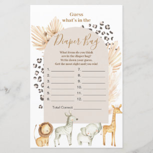 Boho Wild Animals Guess What's In the Diaper Bag