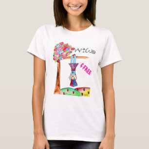 Boho WILD FREE Watercolor Heart Colourful Pink GIr T-Shirt