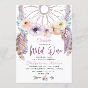 Boho Wild One Dreamcatcher Invitation d'anniversai