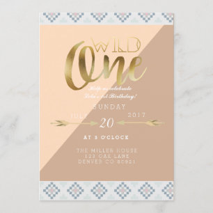 Boho Wild One   First Birthday Party Invitation