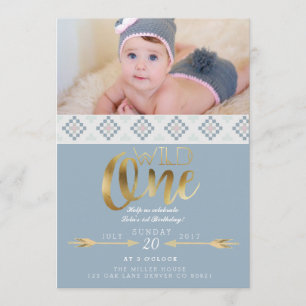 Boho Wild One   First Birthday Party Invitation
