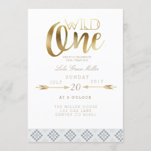 Boho Wild One   First Birthday Party Invitation