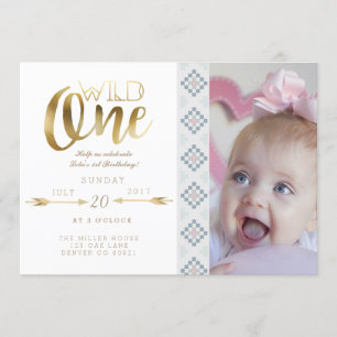 Boho Wild One First Birthday Party Invite