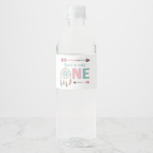 Boho Wild One First Birthday Water Bottle Label