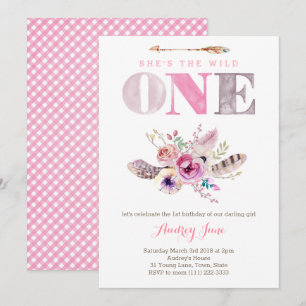 Boho Wild ONE Premier anniversaire Invitations pou