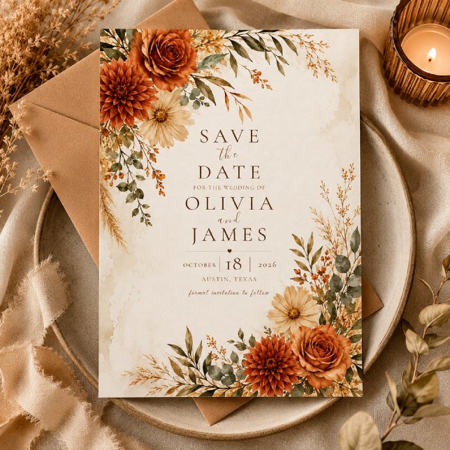 Boho Wild Terracotta Garden Save the Date  Invitation (Creator Uploaded)