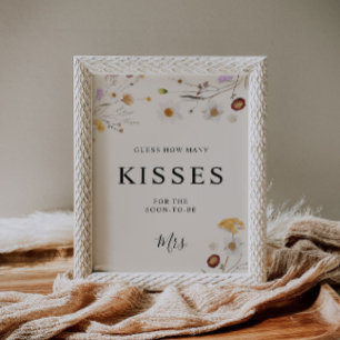 Boho Wildfloral Kisses Wedding Sign