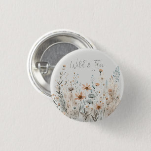 Boho Wildflower 1 Inch Round Button