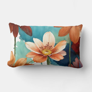 Boho wildflower abstract lumbar pillow