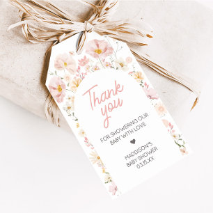 Boho Wildflower Arch Baby in Bloom Favour Tags