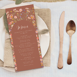 Boho Wildflower Arch Fall Burnt Orange Wedding Menu