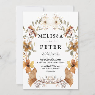 Boho Wildflower Autumn Floral Arch Wedding Invitation