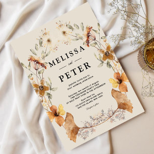 Boho Wildflower Autumn Floral Arch Wedding Invitation