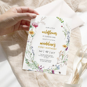 Boho Wildflower Baby 1st Birthday Invitation