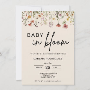 Boho Wildflower Baby in Bloom Baby Shower Invitation