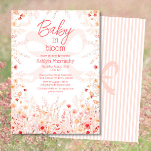 Boho Wildflower Baby in Bloom GIrl Baby Shower  Invitation