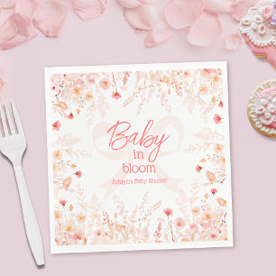 Boho Wildflower Baby in Bloom GIrl Baby Shower Napkin