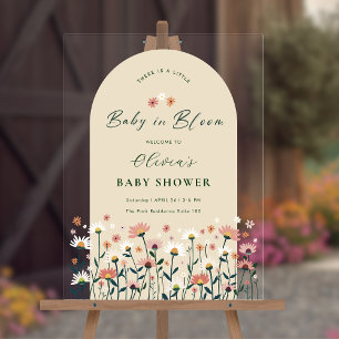 Boho Wildflower Baby in Bloom Shower Acrylic Sign