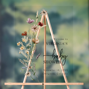 Boho Wildflower Baby Shower Acrylic Sign