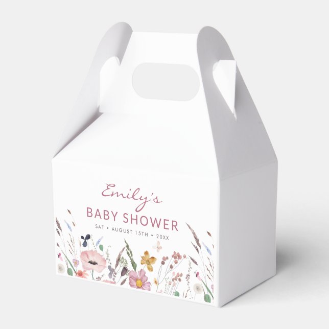 Boho Wildflower Baby Shower Favor Box (Front Side)