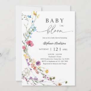 Boho Wildflower Baby Shower Floral Invitation