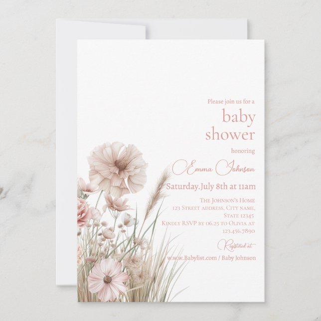 Boho Wildflower Baby Shower Invitation (Front)