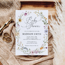 Boho Wildflower Baby Shower Invitation