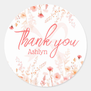 Boho Wildflower Baby Shower Thank You Favour  Classic Round Sticker