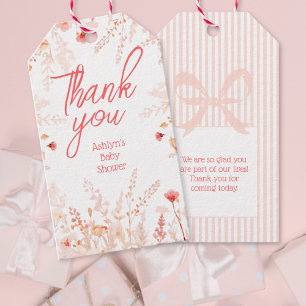 Boho Wildflower Baby Shower Thank You Favour  Gift Tags