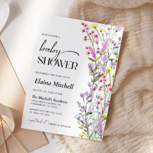 Boho Wildflower Baby Shower Watercolor Floral Invitation