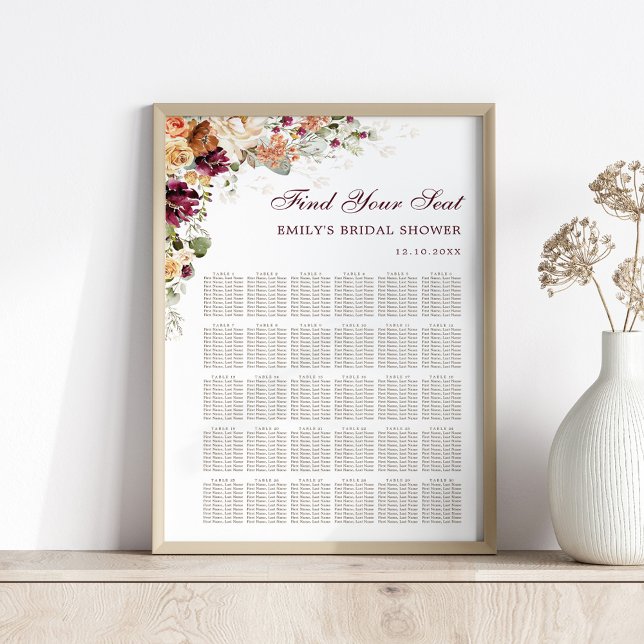 Boho Wildflower Backyard Wedding Seating Chart (Creator Uploaded)